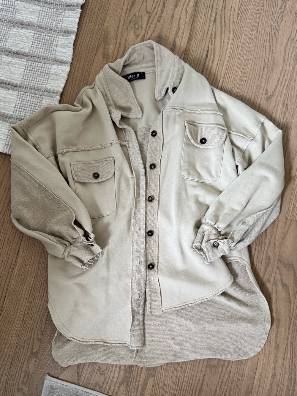 Blue B Beige Oversized Utility Shacket Jacket